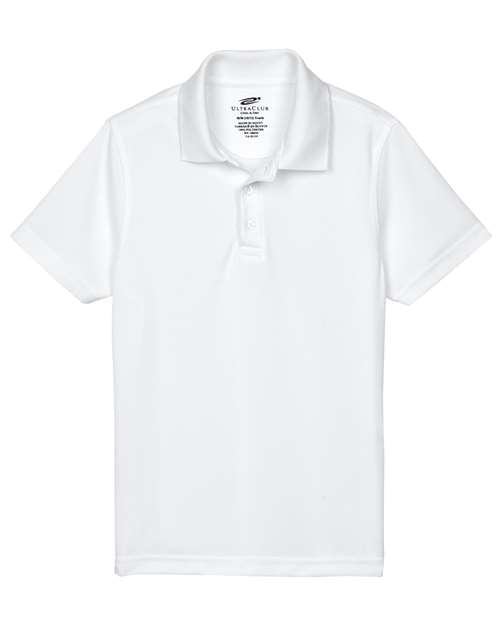 UltraClub 8210Y Youth Cool & Dry Mesh PiquPolo #color_WHITE