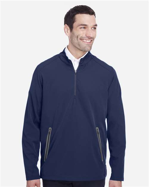 North End NE401 Men's Quest Stretch Quarter-Zip #color_CLASSC NVY/ CRBN