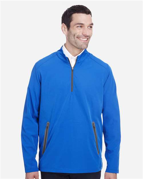 North End NE401 Men's Quest Stretch Quarter-Zip #color_OLYM BLU/ CRBN