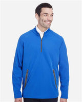 North End NE401 Men's Quest Stretch Quarter-Zip #color_OLYM BLU/ CRBN