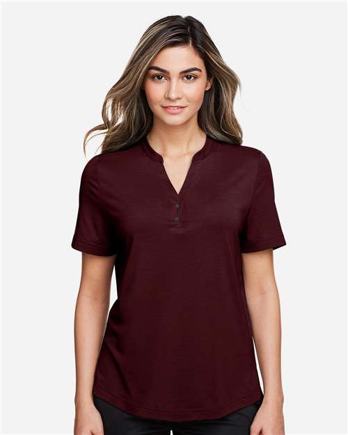 North End NE100W Ladies' Jaq Snap-Up Stretch Performance Polo #color_BURGUNDY