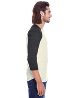 Threadfast Apparel 302G Unisex Triblend 3/4-Sleeve Raglan #color_CREAM/ BLCK TRIB