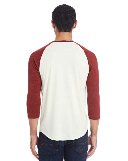 Threadfast Apparel 302G Unisex Triblend 3/4-Sleeve Raglan #color_CRM/ CRD BLK TRB