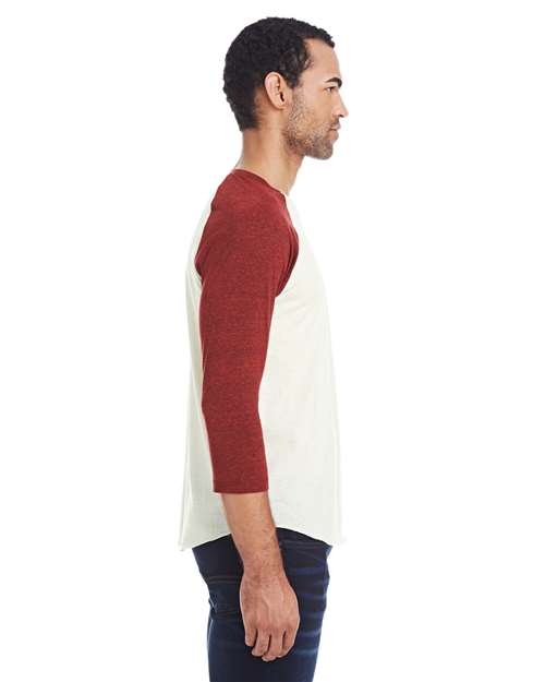 Threadfast Apparel 302G Unisex Triblend 3/4-Sleeve Raglan #color_CRM/ CRD BLK TRB