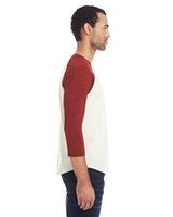 Threadfast Apparel 302G Unisex Triblend 3/4-Sleeve Raglan #color_CRM/ CRD BLK TRB