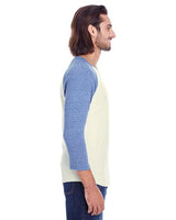 Threadfast Apparel 302G Unisex Triblend 3/4-Sleeve Raglan #color_CREAM/ NAVY TRIB