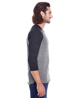 Threadfast Apparel 302G Unisex Triblend 3/4-Sleeve Raglan #color_GREY/ BLACK TRIB