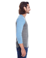 Threadfast Apparel 302G Unisex Triblend 3/4-Sleeve Raglan #color_GREY/ ROYAL TRIB