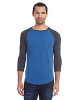 Threadfast Apparel 302G Unisex Triblend 3/4-Sleeve Raglan #color_RYL BLK/ BLK TRB