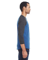 Threadfast Apparel 302G Unisex Triblend 3/4-Sleeve Raglan #color_RYL BLK/ BLK TRB