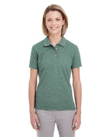 UltraClub UC100W Ladies' Heathered Piqu Polo #color_FOREST GREN HTHR