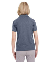 UltraClub UC100W Ladies' Heathered Piqu Polo #color_NAVY HEATHER