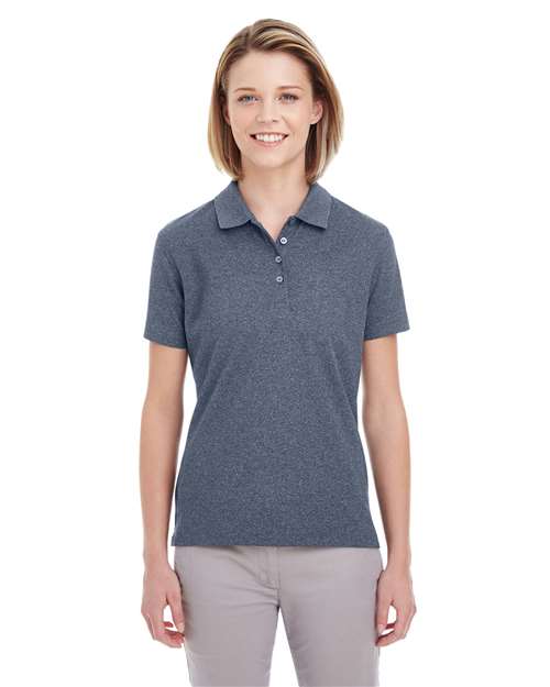 UltraClub UC100W Ladies' Heathered Piqu Polo #color_NAVY HEATHER