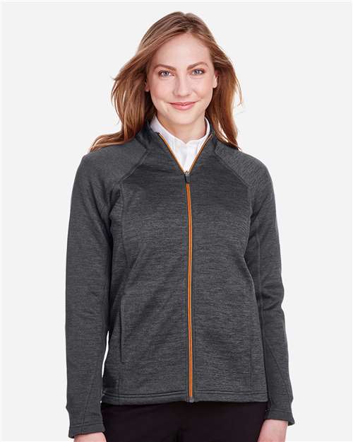 North End NE712W Ladies Flux 2.0 Full-Zip Jacket #color_BLK HTH/ OR SODA