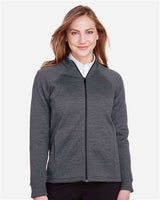 North End NE712W Ladies Flux 2.0 Full-Zip Jacket #color_CARBON HTHR/ BLK