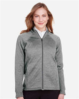 North End NE712W Ladies Flux 2.0 Full-Zip Jacket #color_LT HTHR/ CARBON