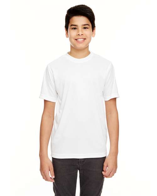 UltraClub 8620Y Youth Cool & Dry Basic Performance T-Shirt #color_WHITE