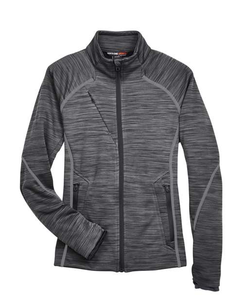 North End 78697 Ladies' Flux Mlange Bonded Fleece Jacket #color_CARBON/ BLACK