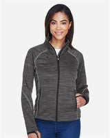 North End 78697 Ladies' Flux Mlange Bonded Fleece Jacket #color_CARBON/ BLACK