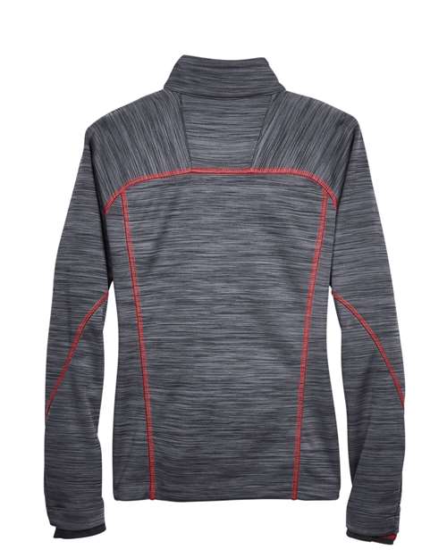 North End 78697 Ladies' Flux Mlange Bonded Fleece Jacket #color_CARBON/ OLY RED