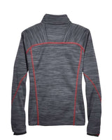 North End 78697 Ladies' Flux Mlange Bonded Fleece Jacket #color_CARBON/ OLY RED