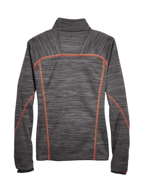 North End 78697 Ladies' Flux Mlange Bonded Fleece Jacket #color_CRBN/ ORNG SODA