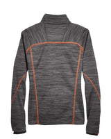 North End 78697 Ladies' Flux Mlange Bonded Fleece Jacket #color_CRBN/ ORNG SODA