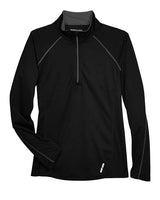 North End 78187 Ladies' Radar Quarter-Zip Performance Long-Sleeve Top #color_BLACK