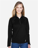 North End 78187 Ladies' Radar Quarter-Zip Performance Long-Sleeve Top #color_BLACK