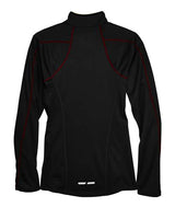 North End 78187 Ladies' Radar Quarter-Zip Performance Long-Sleeve Top #color_BLK/ CL RED