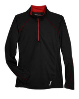 North End 78187 Ladies' Radar Quarter-Zip Performance Long-Sleeve Top #color_BLK/ CL RED