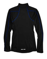 North End 78187 Ladies' Radar Quarter-Zip Performance Long-Sleeve Top #color_BLK/ TRU ROYAL