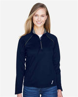 North End 78187 Ladies' Radar Quarter-Zip Performance Long-Sleeve Top #color_CLASSIC NAVY