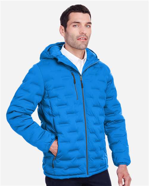 North End NE708 Men's Loft Puffer Jacket #color_OLYM BLU/ CRBN