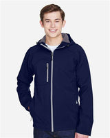 North End 88166 Men's Prospect Two-Layer Fleece Bonded Soft Shell Hooded Jacket #color_CLASSIC NAVY