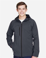 North End 88166 Men's Prospect Two-Layer Fleece Bonded Soft Shell Hooded Jacket #color_FOSSIL GREY