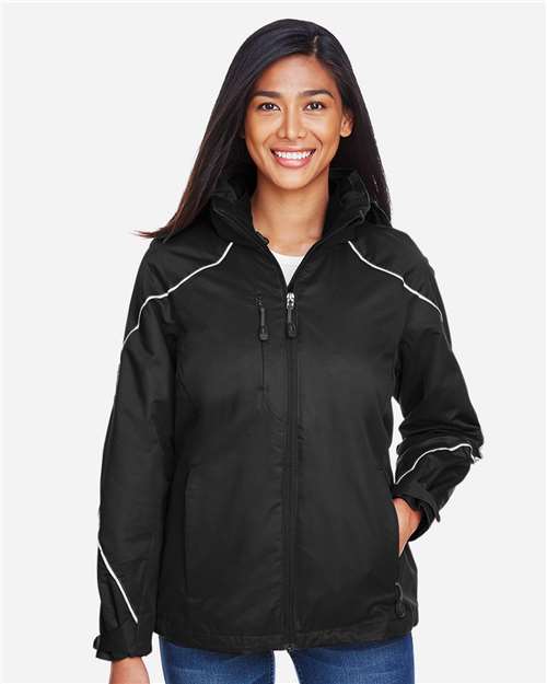 North End 78196 Ladies' Angle 3-in-1 Jacket with Bonded Fleece Liner #color_BLACK