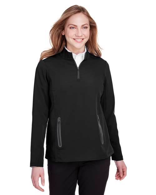 North End NE401W Ladies' Quest Stretch Quarter-Zip #color_BLACK/ CARBON