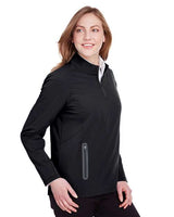 North End NE401W Ladies' Quest Stretch Quarter-Zip #color_BLACK/ CARBON
