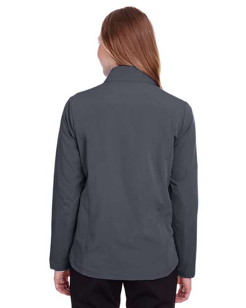 North End NE401W Ladies' Quest Stretch Quarter-Zip #color_CARBON/ BLACK