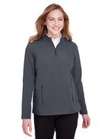 North End NE401W Ladies' Quest Stretch Quarter-Zip #color_CARBON/ BLACK