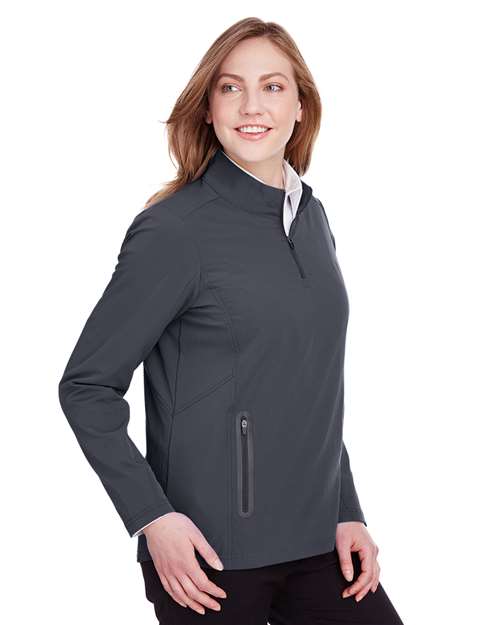 North End NE401W Ladies' Quest Stretch Quarter-Zip #color_CARBON/ BLACK