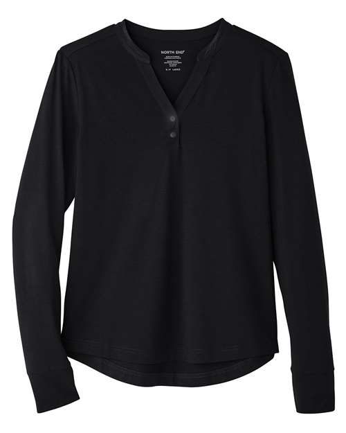 North End NE400W Ladies' Jaq Snap-Up Stretch Performance Pullover #color_BLACK