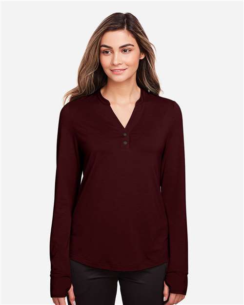 North End NE400W Ladies' Jaq Snap-Up Stretch Performance Pullover #color_BURGUNDY