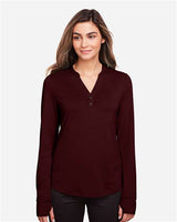 North End NE400W Ladies' Jaq Snap-Up Stretch Performance Pullover #color_BURGUNDY