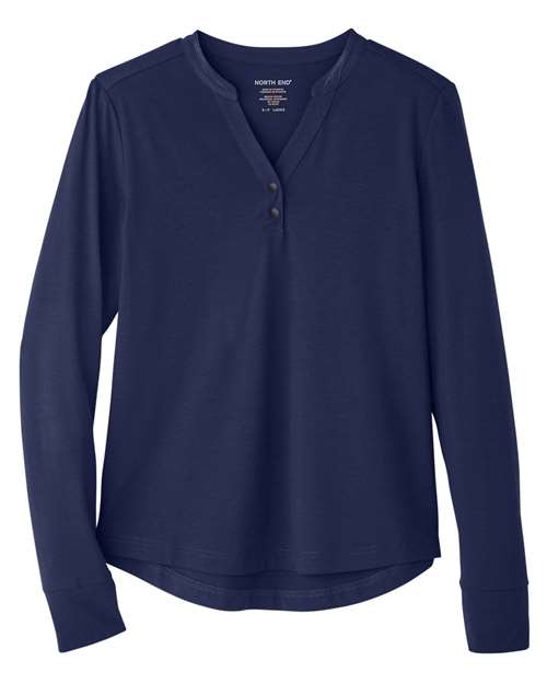North End NE400W Ladies' Jaq Snap-Up Stretch Performance Pullover #color_CLASSIC NAVY