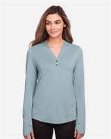 North End NE400W Ladies' Jaq Snap-Up Stretch Performance Pullover #color_OPAL BLUE