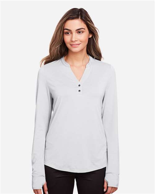 North End NE400W Ladies' Jaq Snap-Up Stretch Performance Pullover #color_PLATINUM