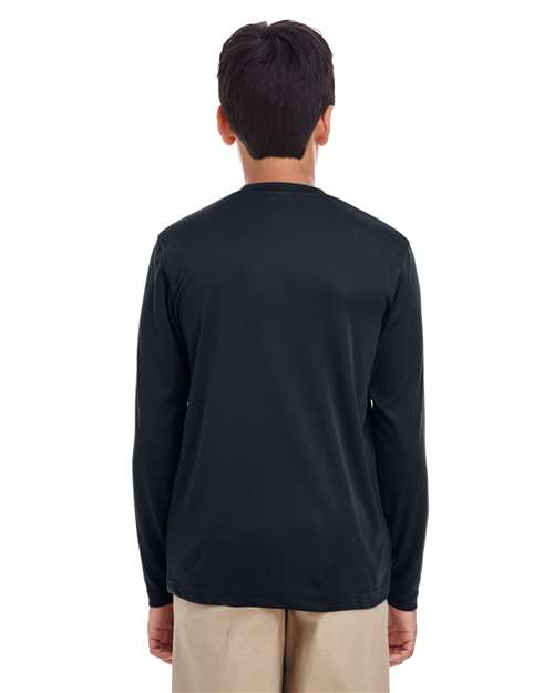 UltraClub 8622Y Youth Cool & Dry Performance Long-Sleeve Top #color_BLACK