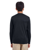 UltraClub 8622Y Youth Cool & Dry Performance Long-Sleeve Top #color_BLACK